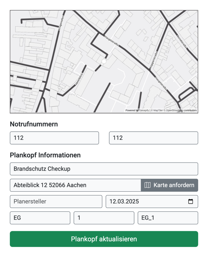 Flucht- und Rettungsplan - Plankopf Informationen