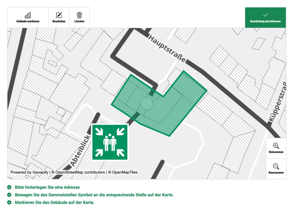 Flucht- und Rettungsplan - Sammelstelle festlegen