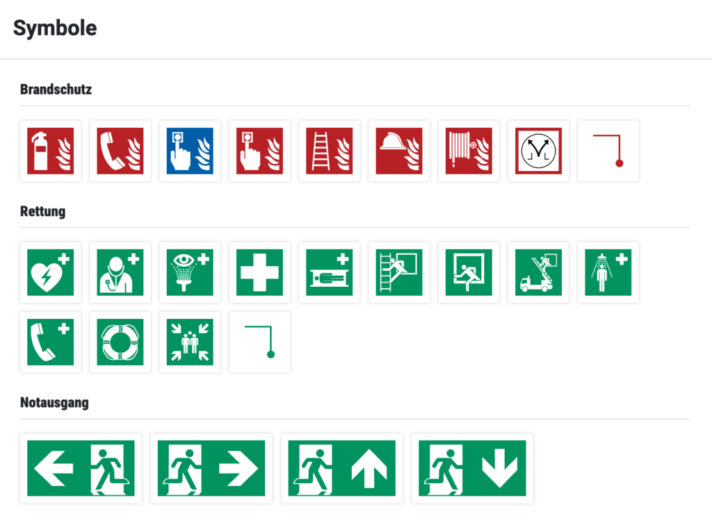 Flucht- und Rettungsplan Symbolbibliothek